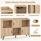 Oak Engineered Wood Cabinet, Metal Legs, Strip Design and Open Display